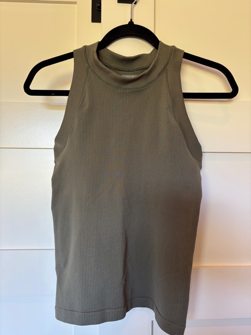 Athleta Olive Green High-Neck Ribbed Tank